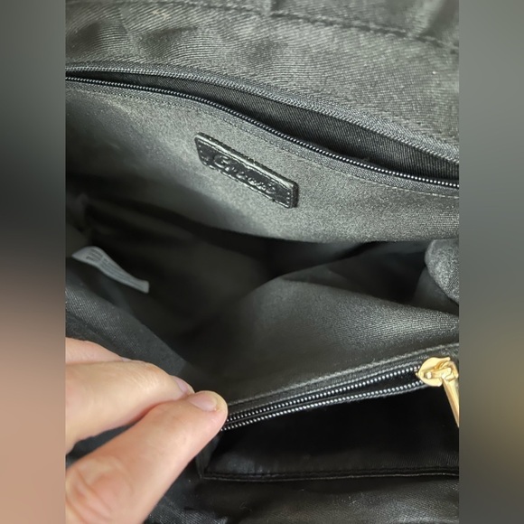 Crossi Black Faux Ostrich Black Handbag with Bow Shoulder Strap Crossbody - Picture 7 of 11